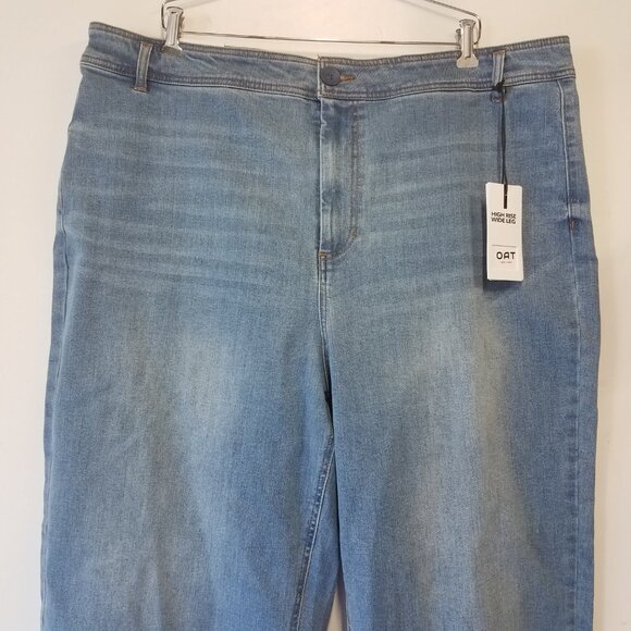 OAT New York Jeans Womens 22W High Rise Wide Leg Frayed Hem Denim Plus New - Picture 2 of 12